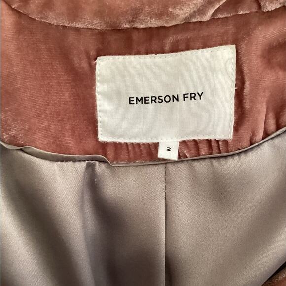 Emerson Fry Studio Coat In Blush Velvet Size 2 Belted Pockets Silk Blend Velvet - Picture 13 of 14